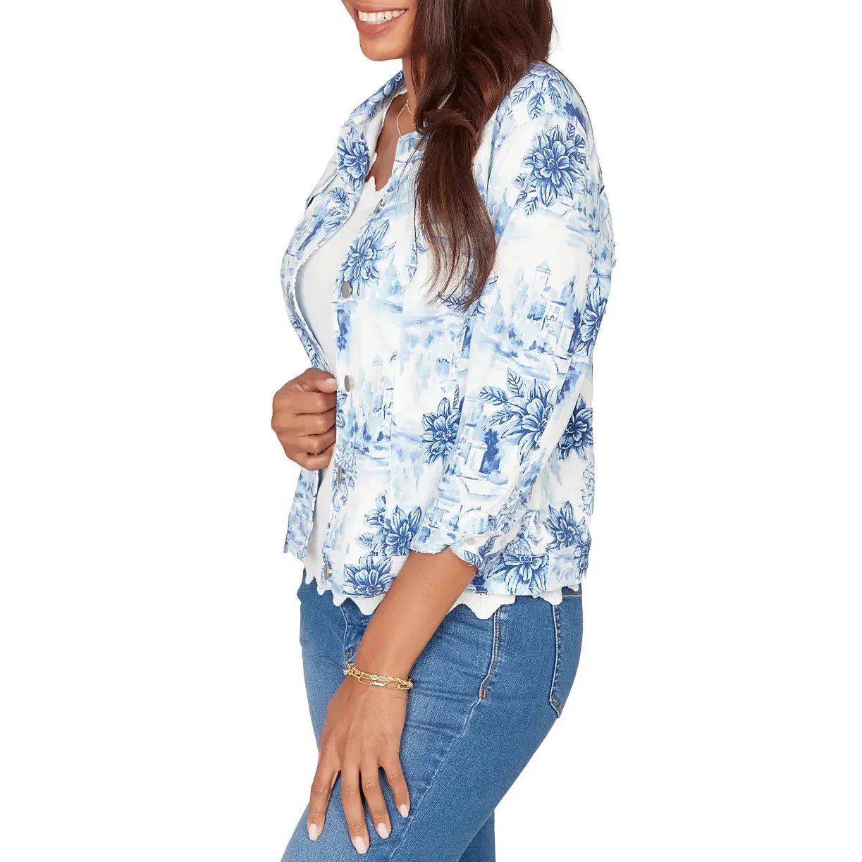Ruby Rd. Womens Toile Print Tencel Denim Jacket - Image 3