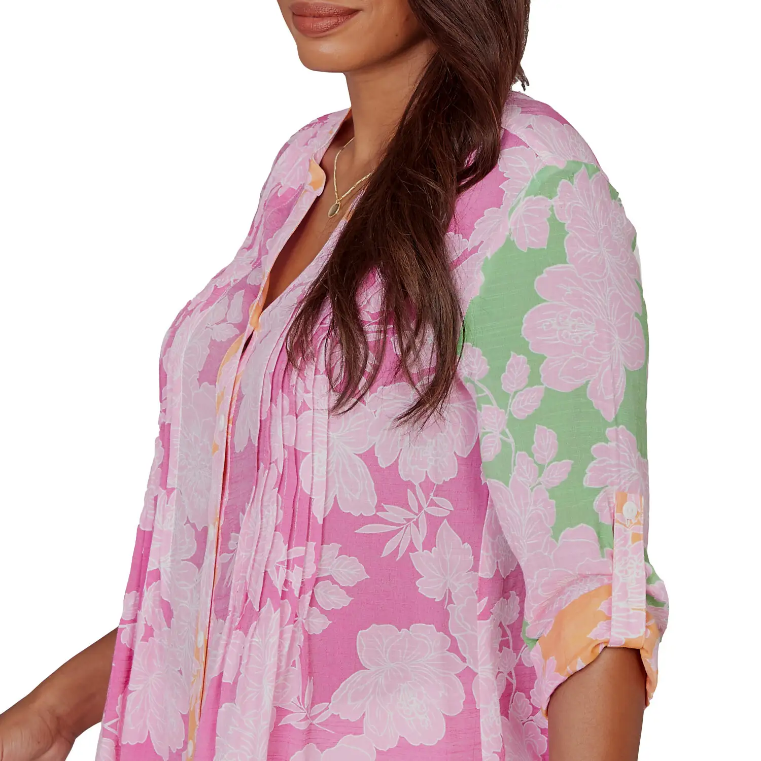 Ruby Rd. Womens Color Block Floral Pintuck Gauze Blouse - Image 5