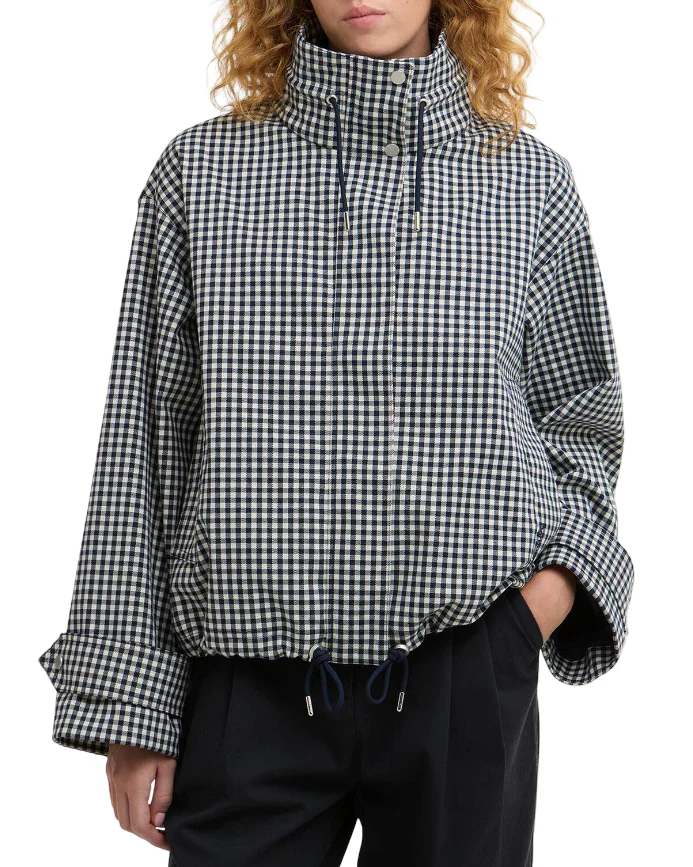 Barbour Womens Bronwyn Gingham Funnel-Neck Showerproof Jacket - Image 2