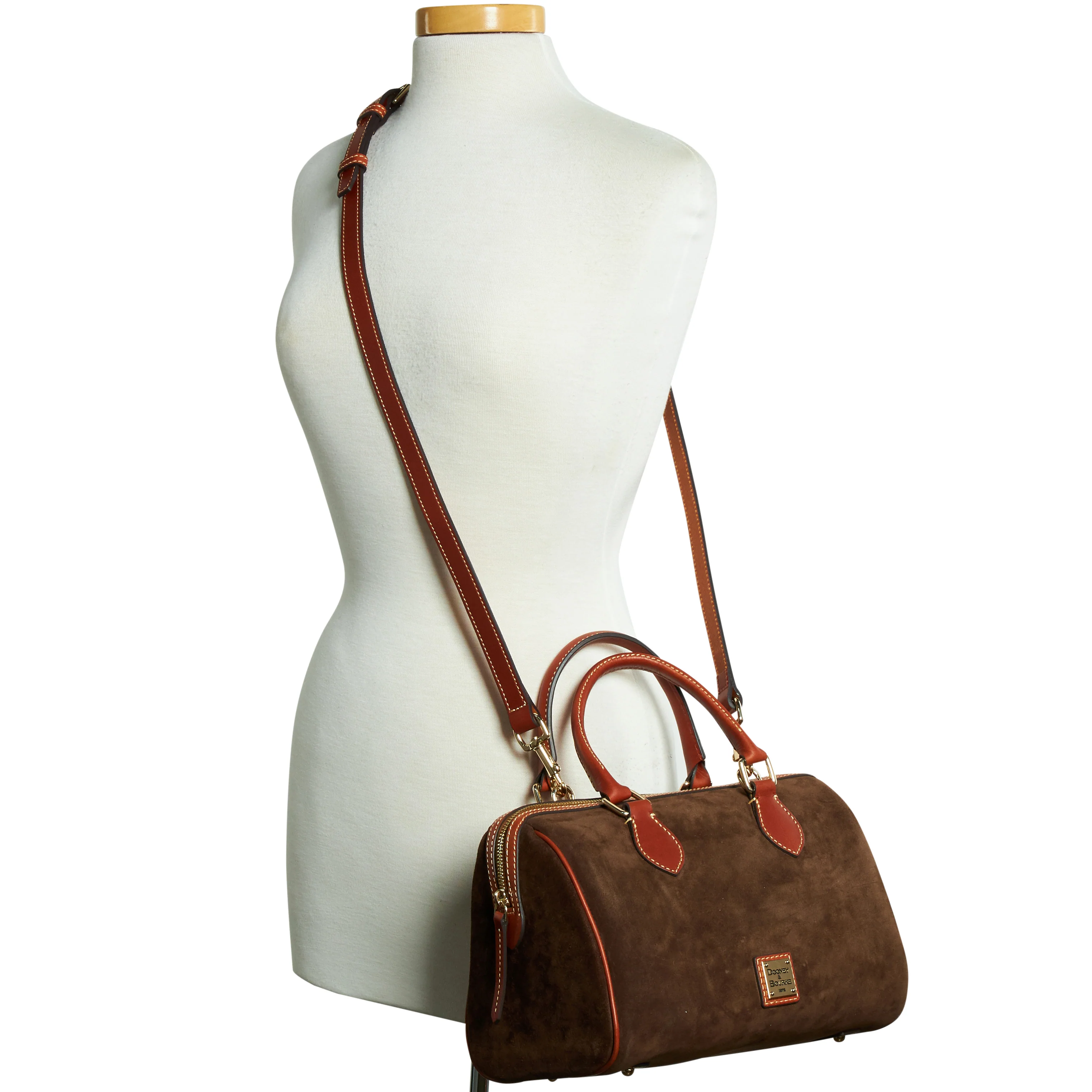 Dooney & Bourke Suede Barrel Satchel Handbag - Image 4