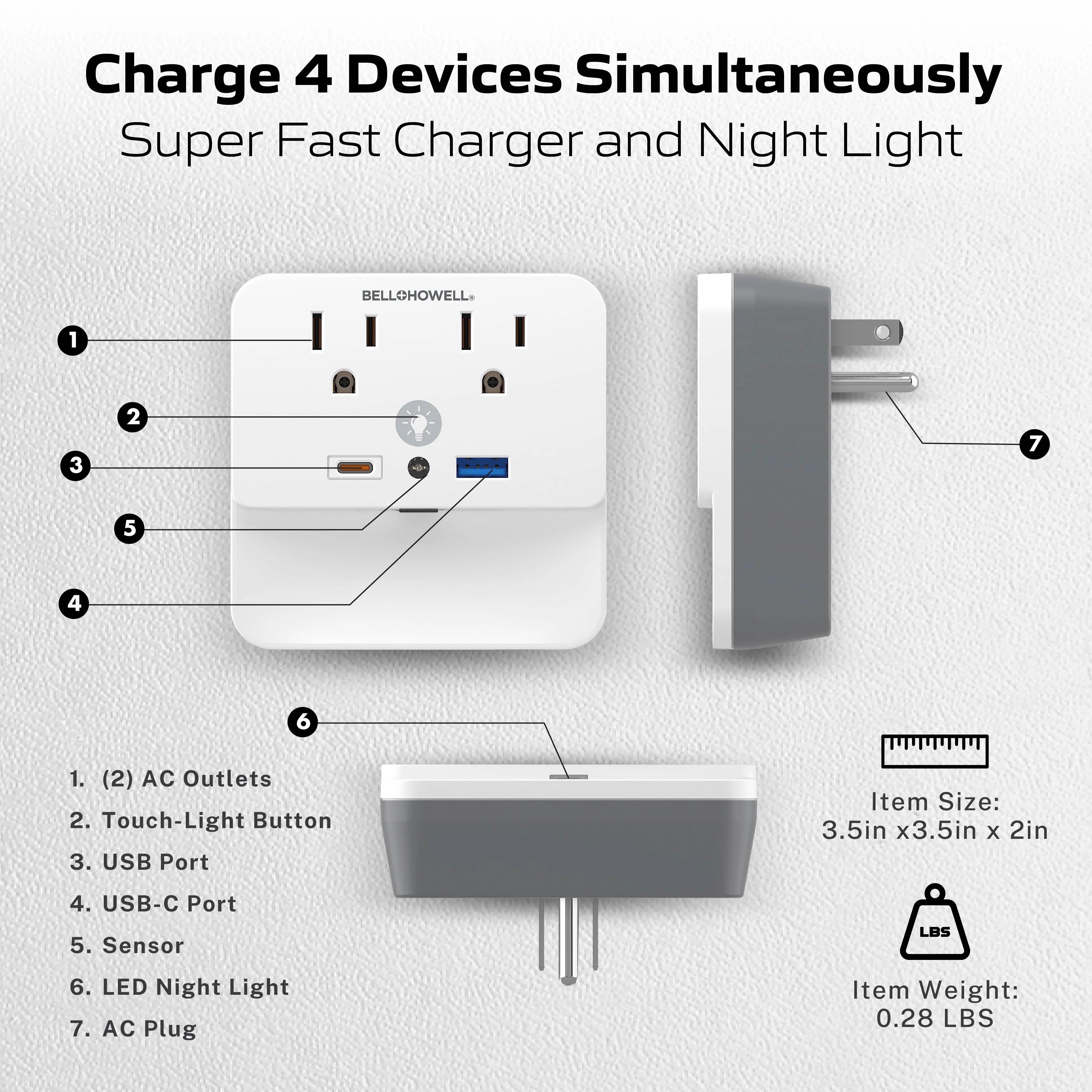 Bell + Howell Light Surge Protector - Image 3