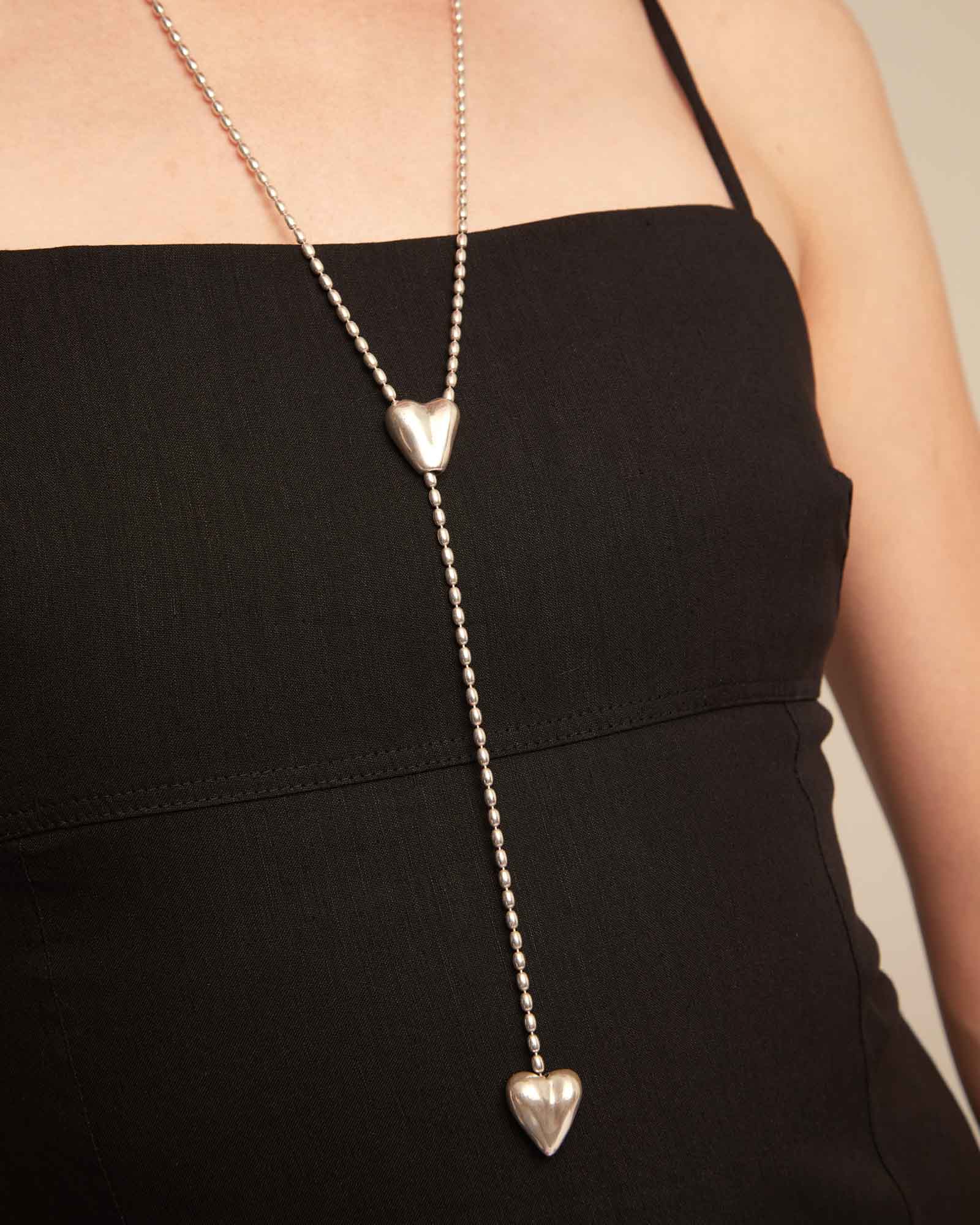 UNOde50 Beloved Long Adjustable Two Heart Chain Necklace - Image 4