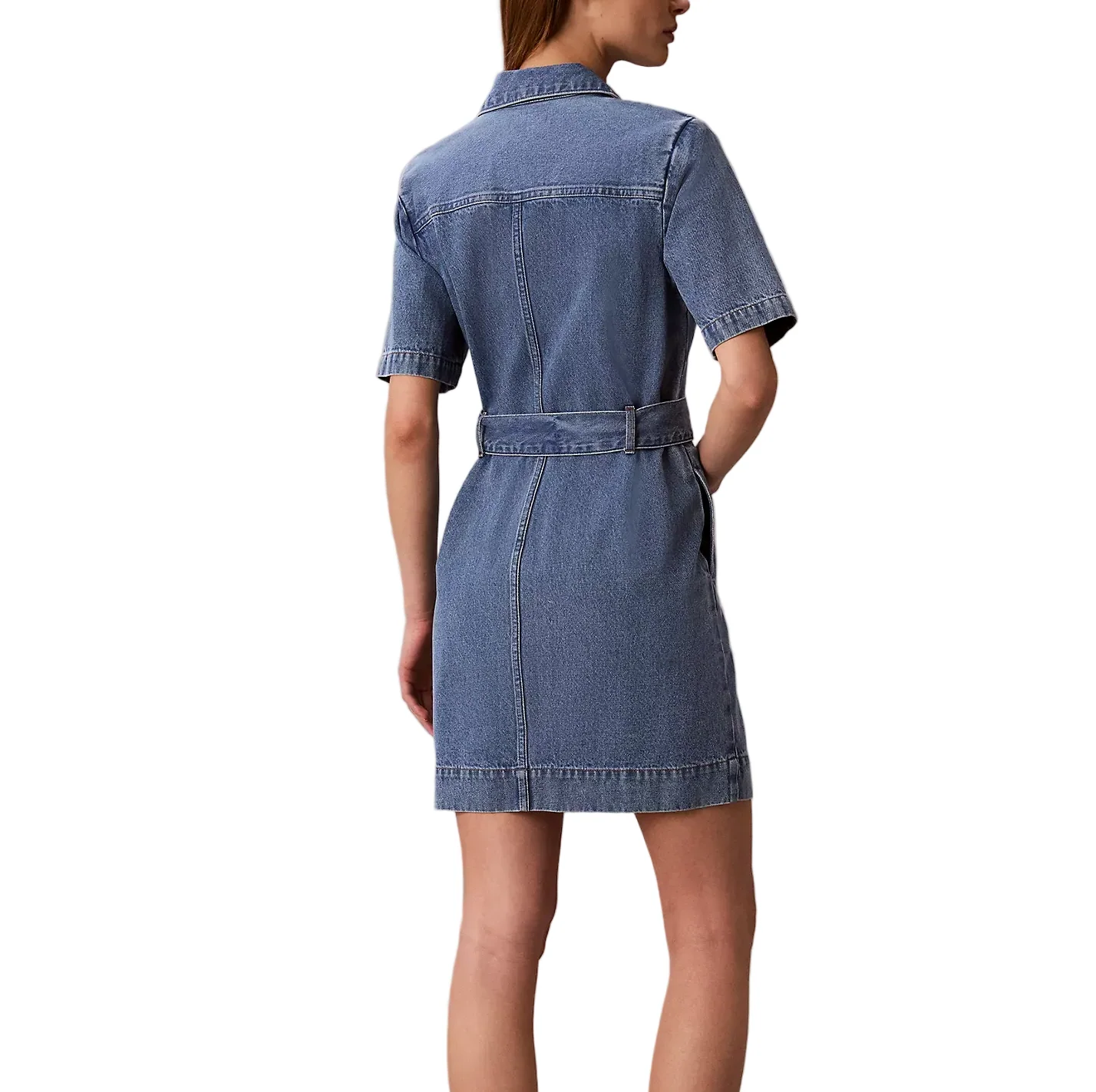 Calvin Klein Womens Denim Belted Shirt Dress - Image 3