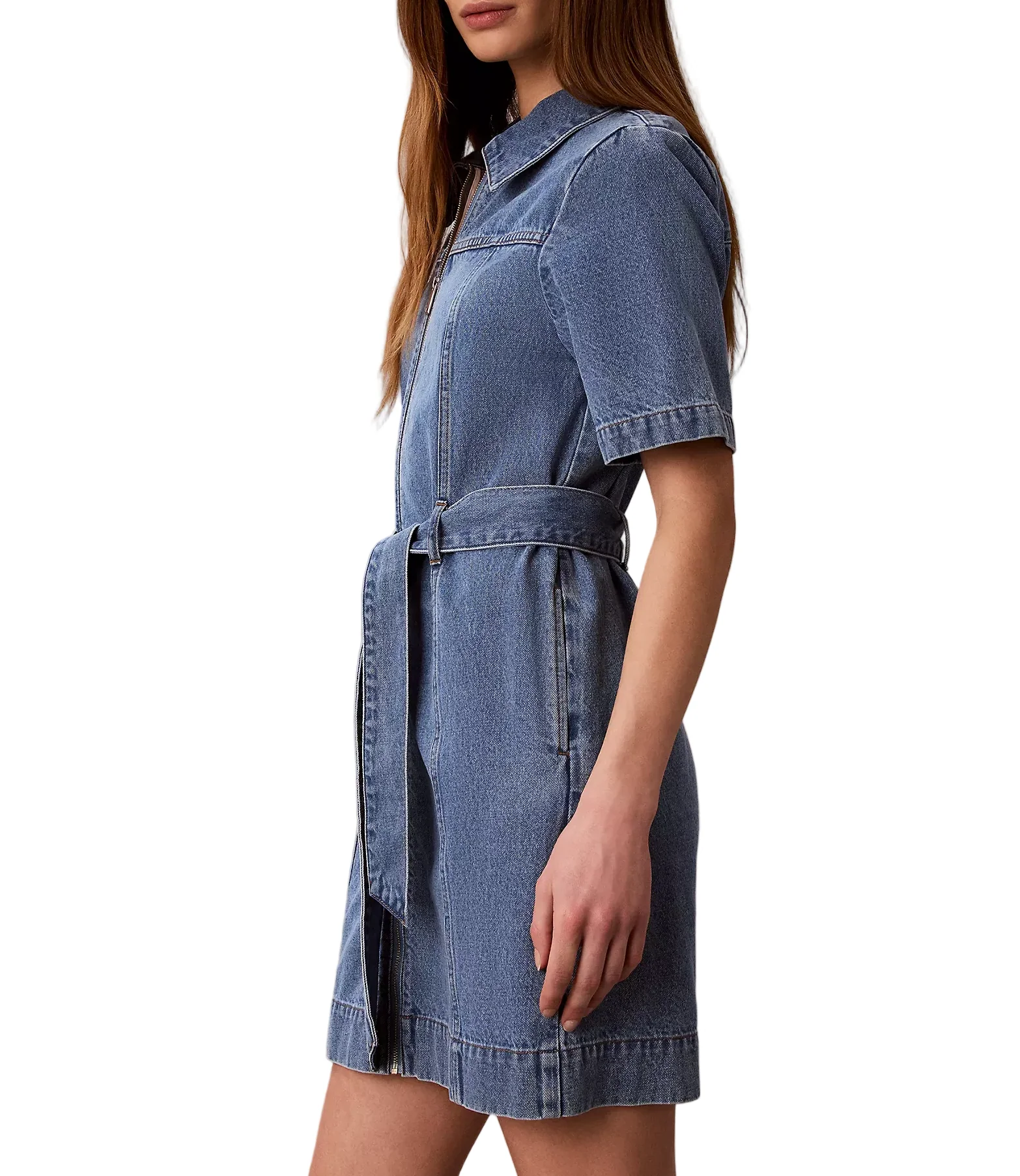 Calvin Klein Womens Denim Belted Shirt Dress - Image 4
