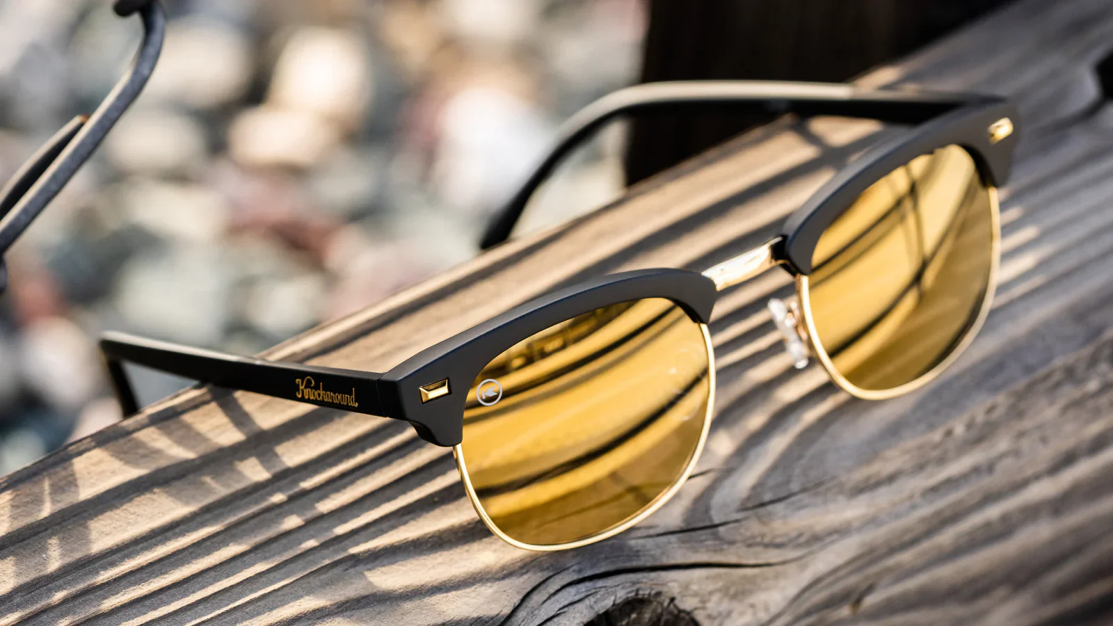 Knockaround Black Gold Brooklines Black Frame - Gold Mirrored Lens - Polarized Sunglasses - Image 5
