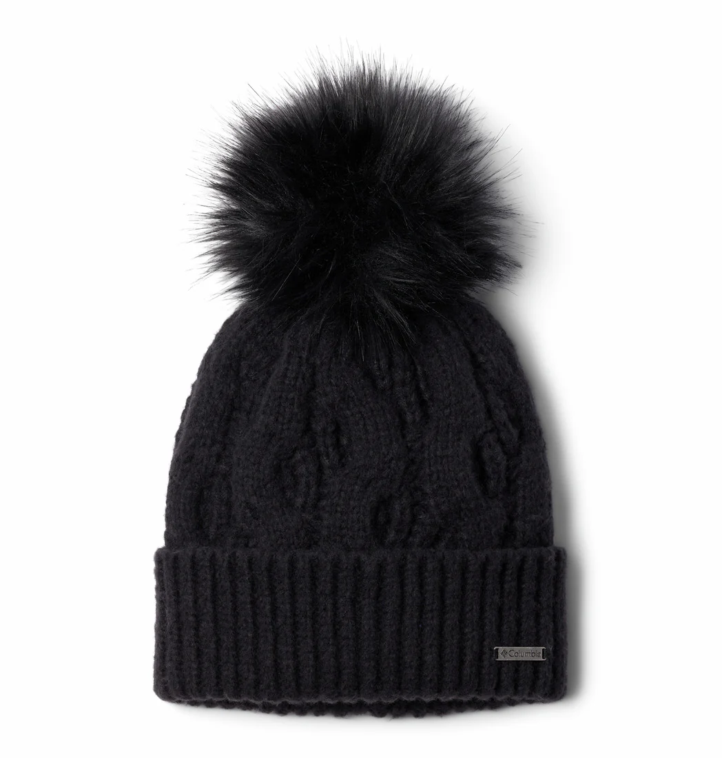 Columbia Womens Boundless Days Cable Knit Pom Beanie