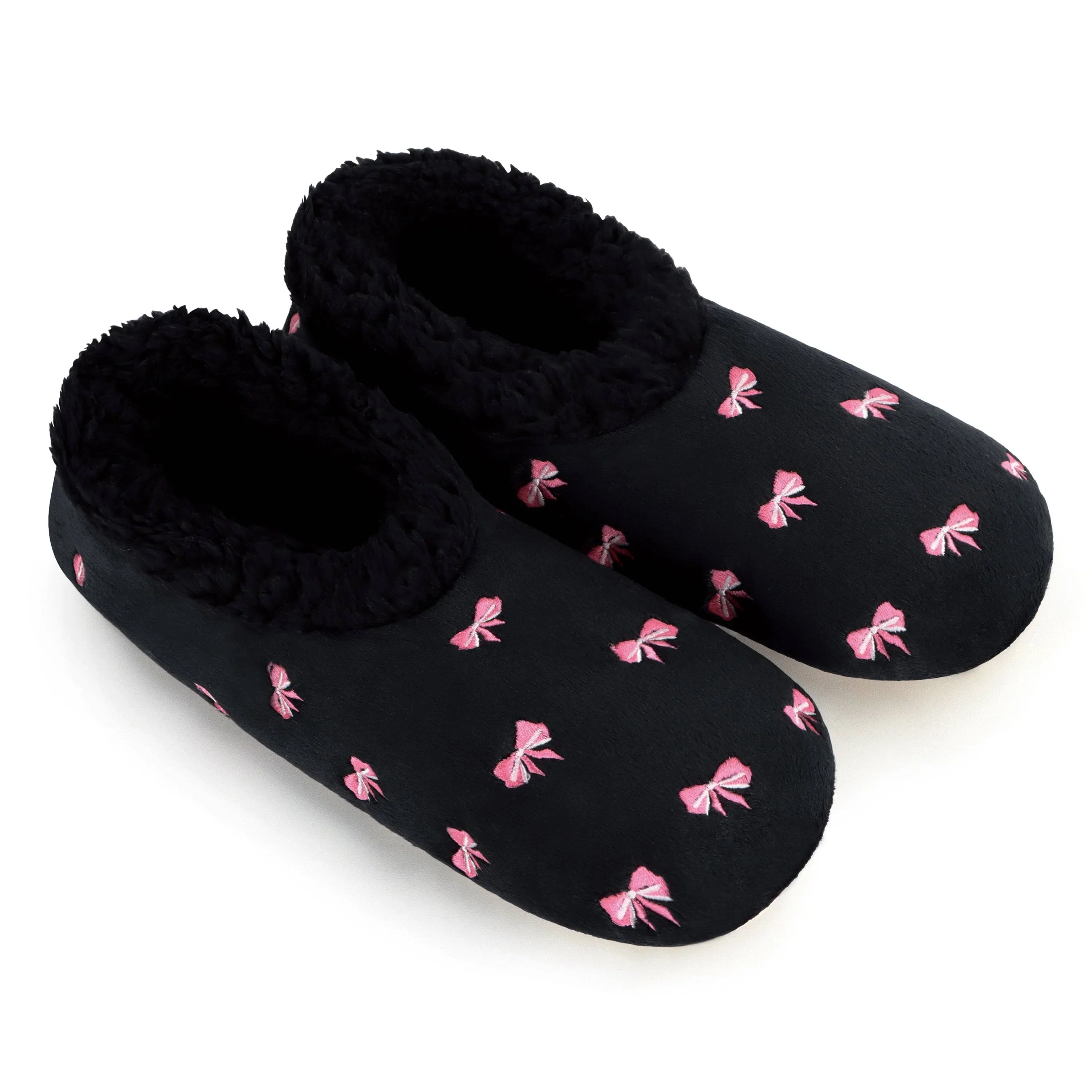 Snoozies Womens Embroidered Bow-Utiful Slippers