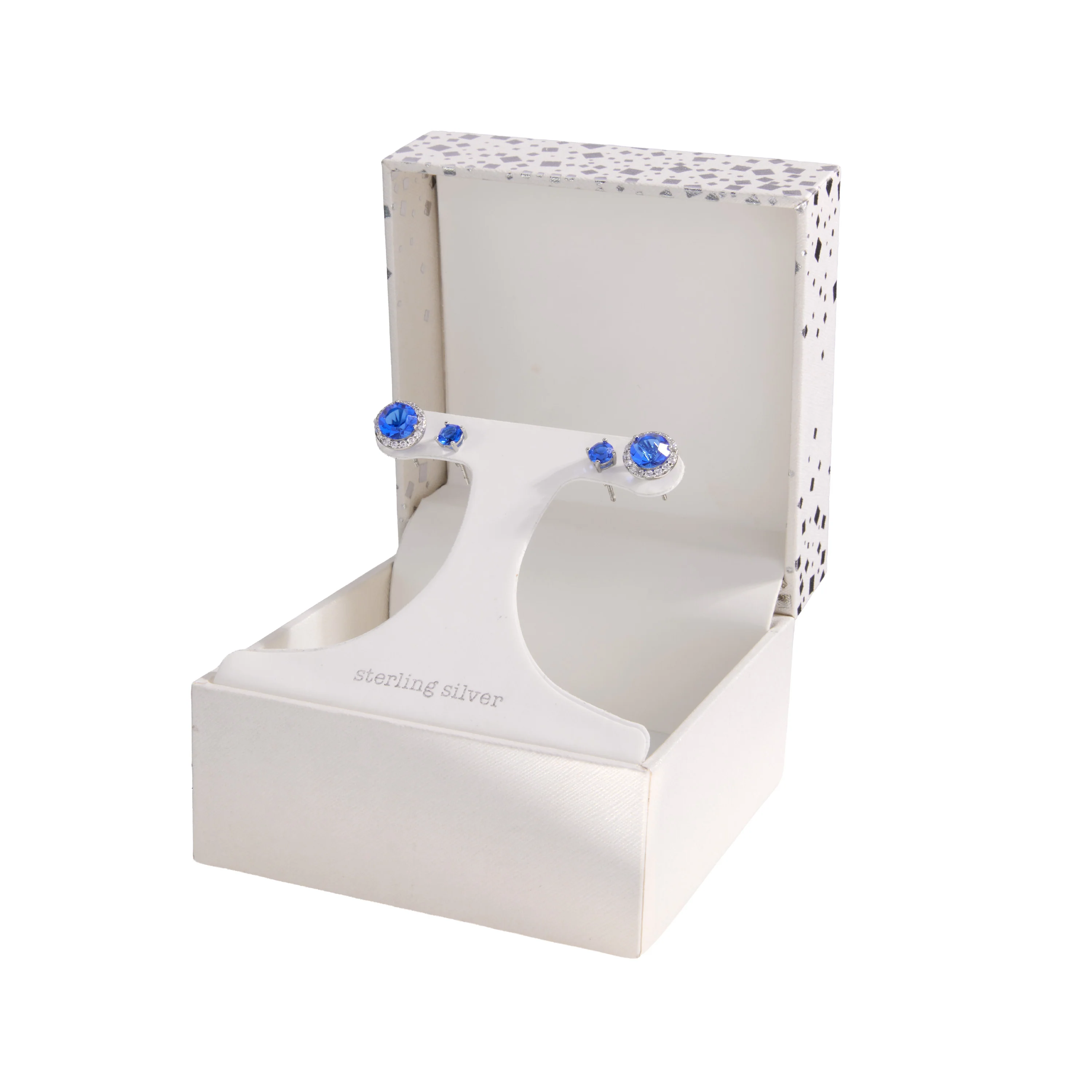 Athra Silver Blue Crystal Earrings Set - Image 4