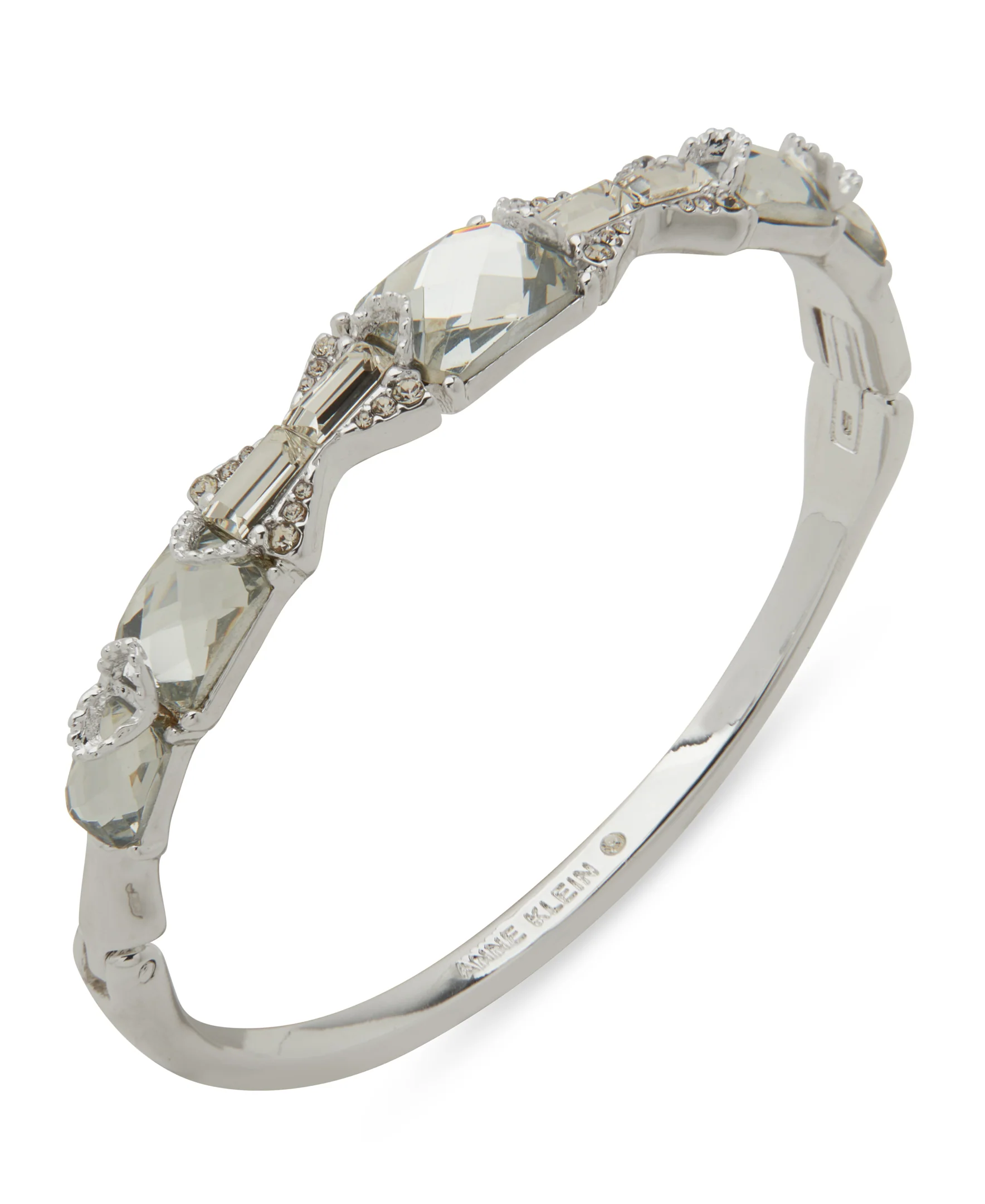 Anne Klein Silver-Tone Baguette Stone Hinge Bracelet