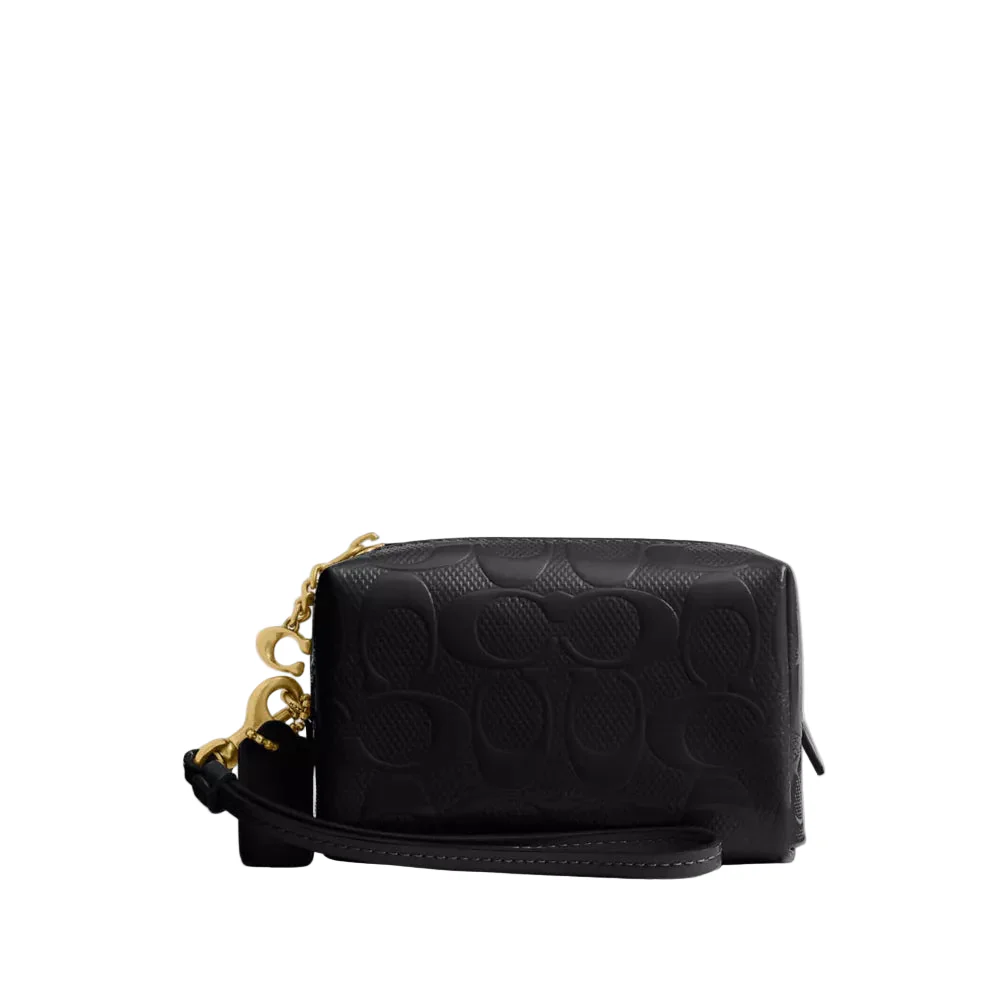 Coach Box Program Patent Signature Leather Essential Mini Cosmetic Pouch
