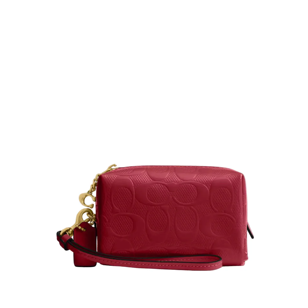 Coach Box Program Patent Signature Leather Essential Mini Cosmetic Pouch