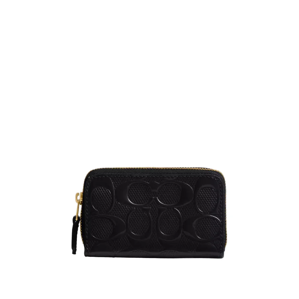 Coach Box Program Patent Signature Leather Essential Small Zip Around Card Case