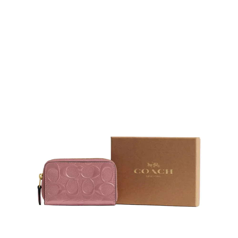 Coach Box Program Patent Signature Leather Essential Small Zip Around Card Case - Image 4