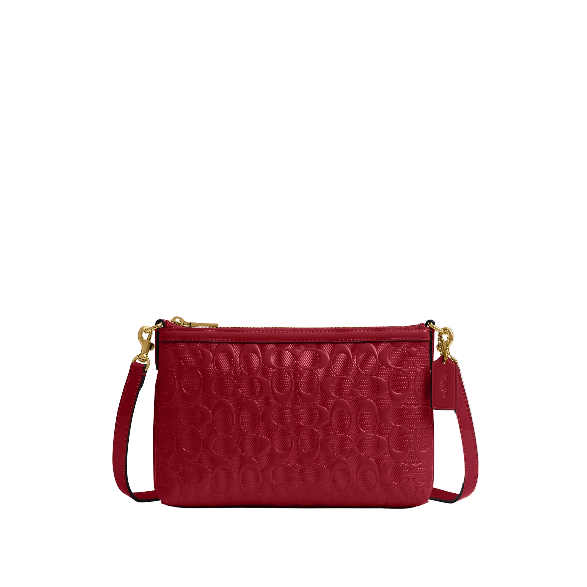 Coach Box Program Patent Signature Legacy Zip Top Crossbody Handbag
