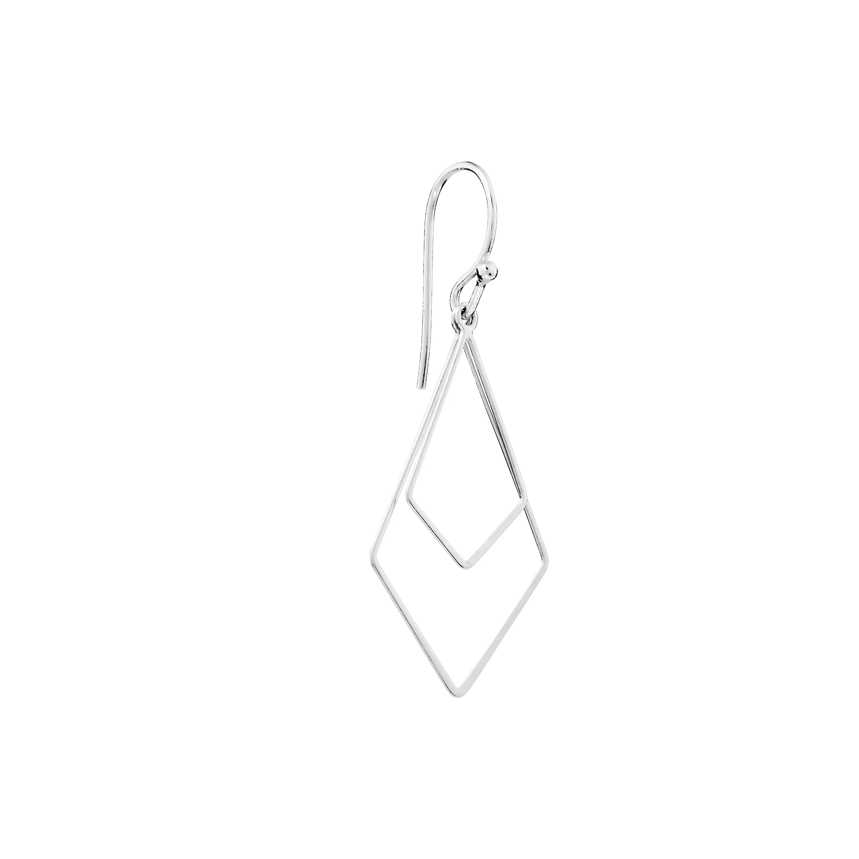 Athra Silver Double Diamond Drop Earrings - Image 2