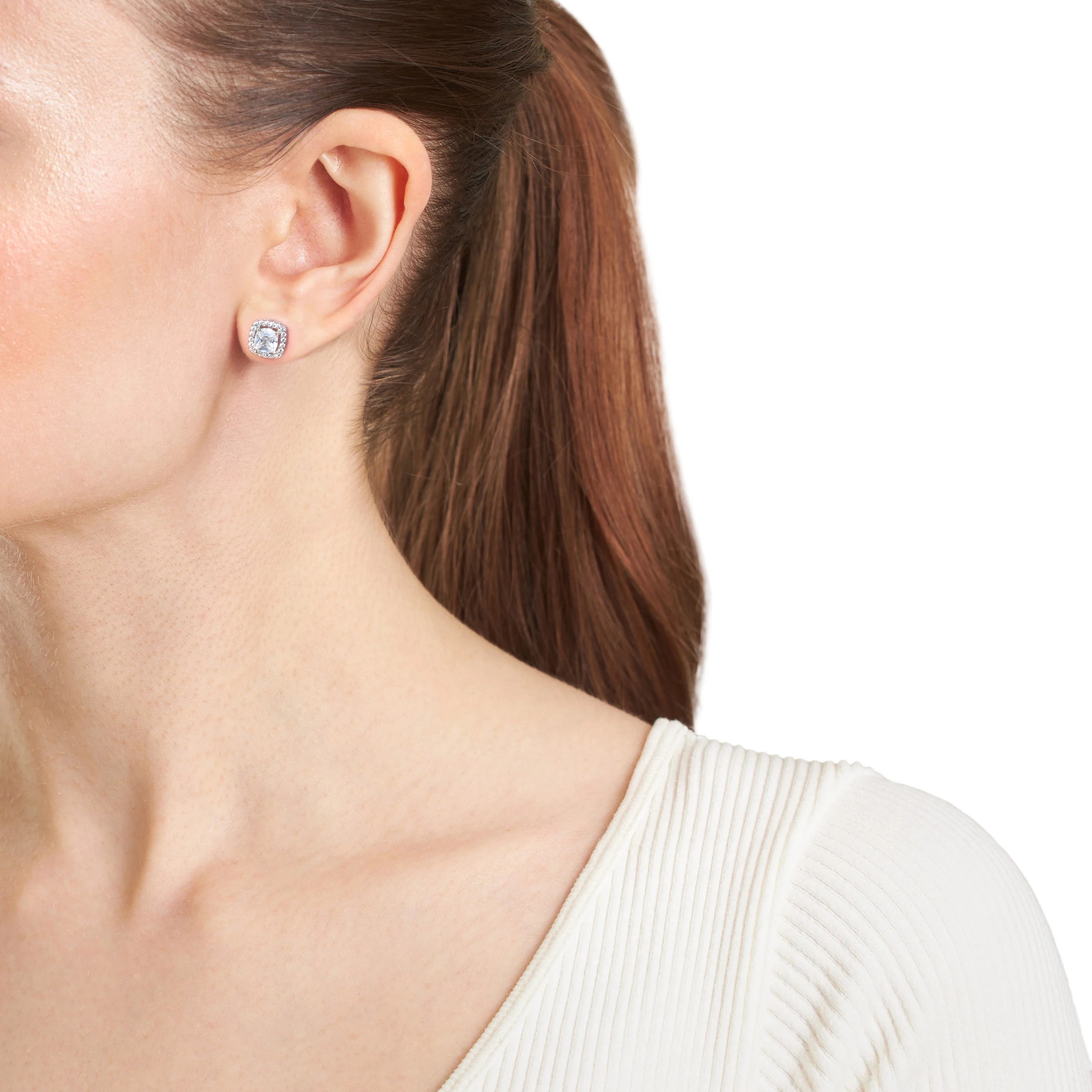 Athra Silver Square Stud Earrings - Image 3