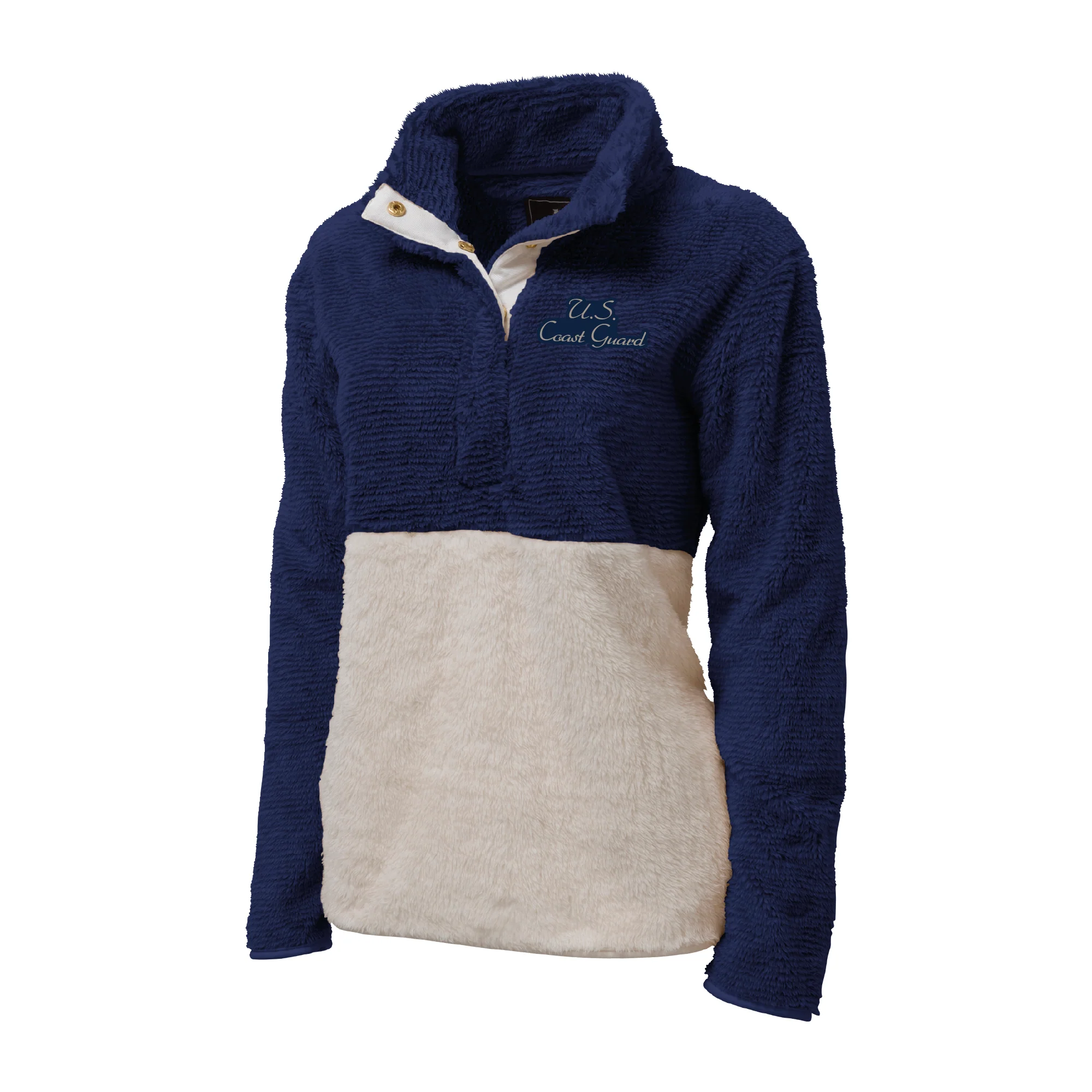 Boxercraft Womens USCG Script Fuzzy Fleece Pullover Sweatshirt