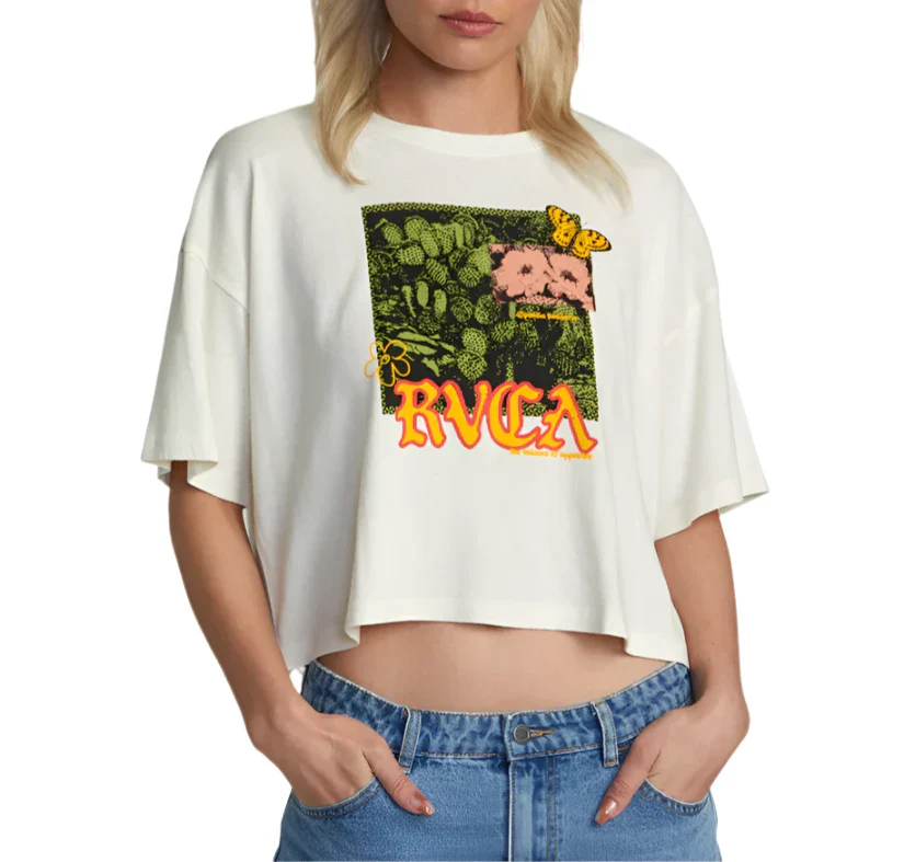 RVCA Womens Boyfriend II Cropped Short Sleeve T-Shirt - Image 3