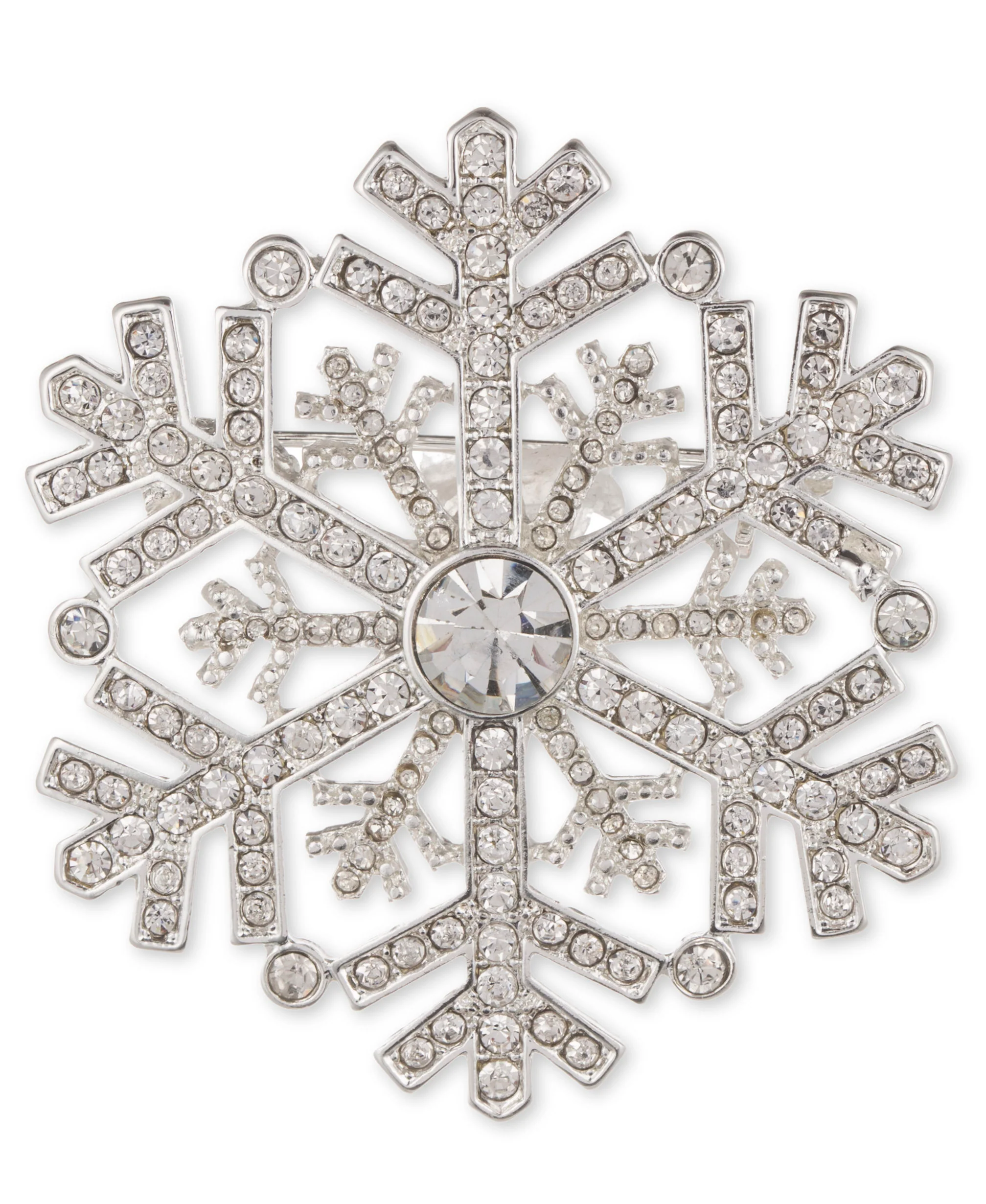 Anne Klein Silver-Tone Pave Snowflake Pin