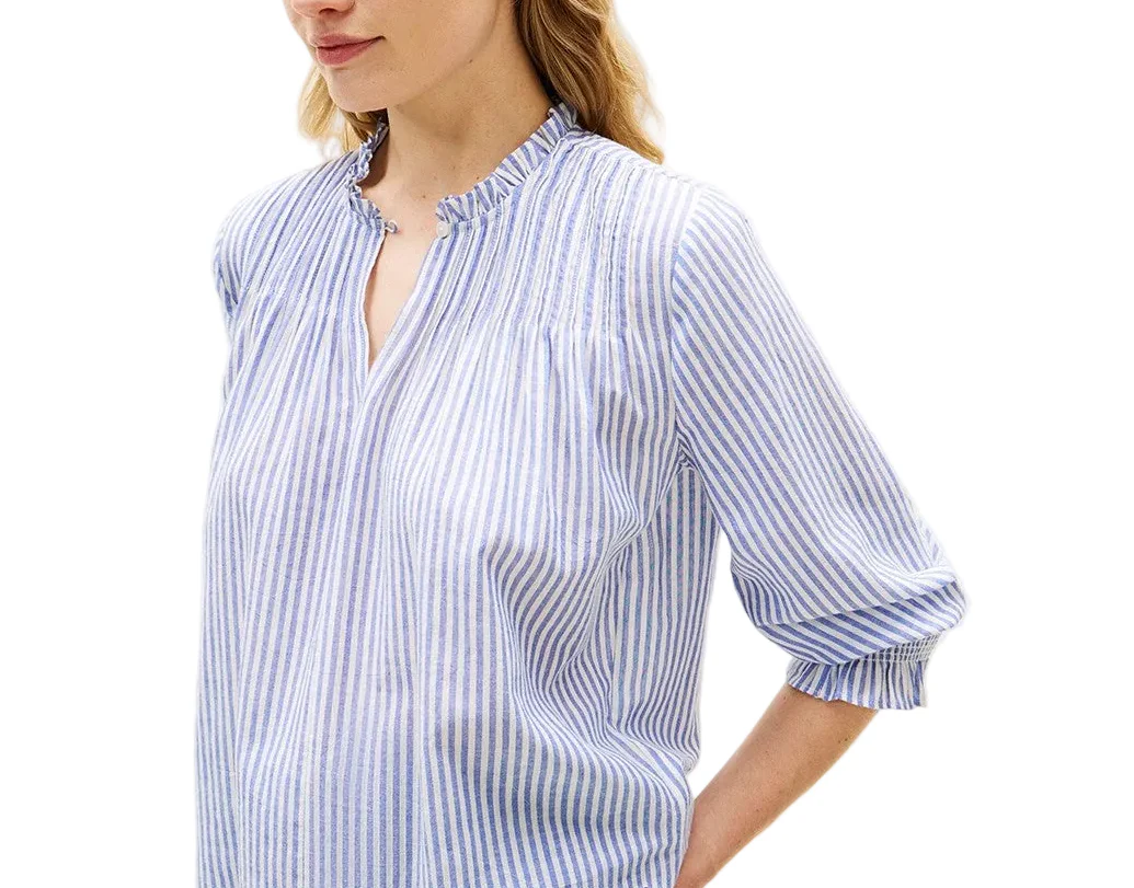 Tommy Hilfiger Womens Pin Tuck Cambric Ruffle Collar Blouse - Image 3
