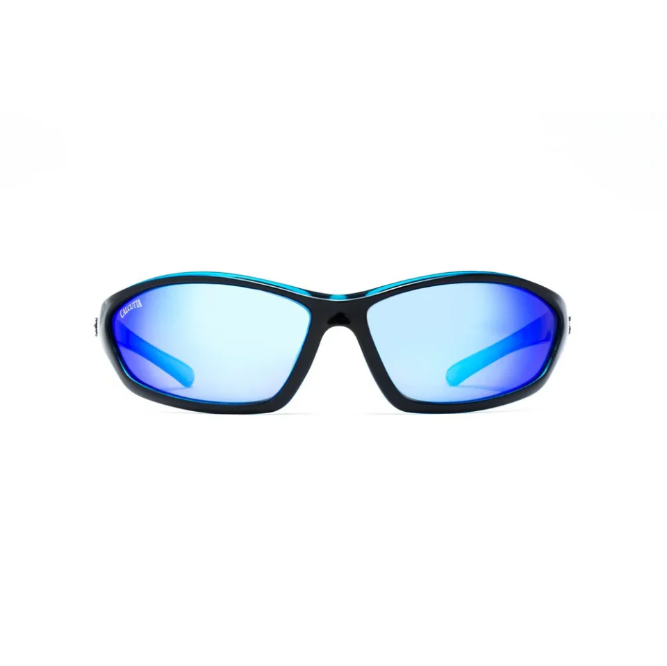 Calcutta Bowman Shiny Black Frames - Blue Mirror Lens - Polarized Sunglasses - Image 2