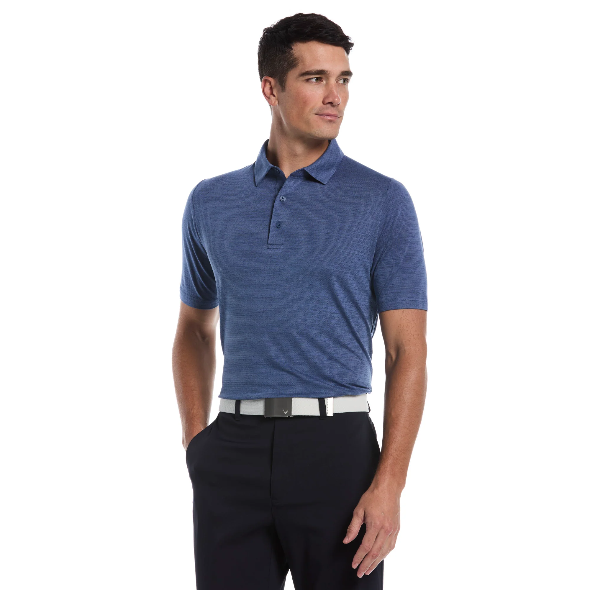 Callaway Mens Heather Core Jacquard Golf Short Sleeve Polo Shirt - Image 3
