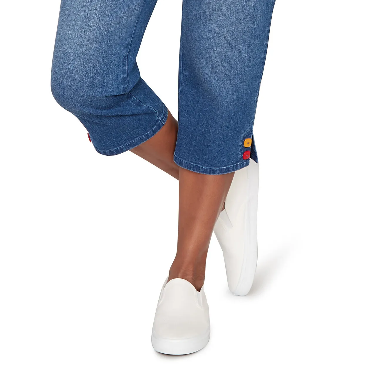 Alfred Dunner Womens Colored Button Super Stretch Denim Capri Pants - Image 5