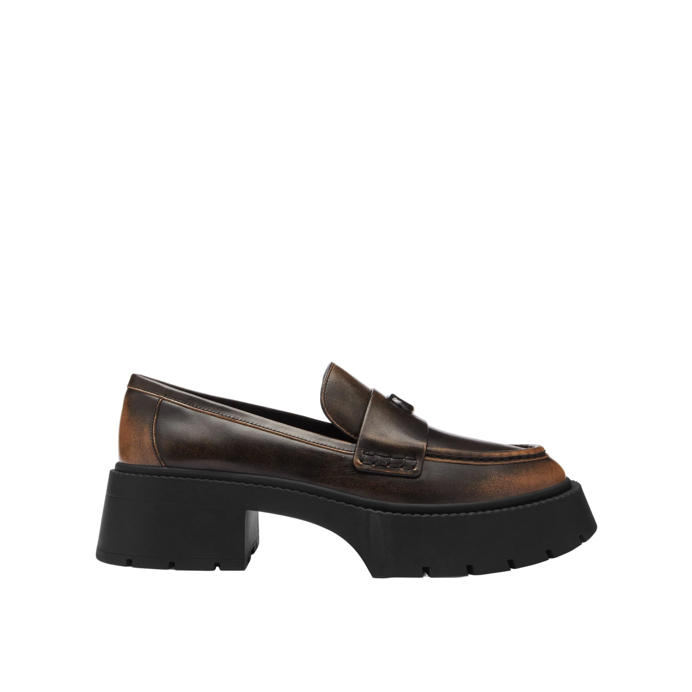Coach Womens Leah Loved Leather Platform Loafer