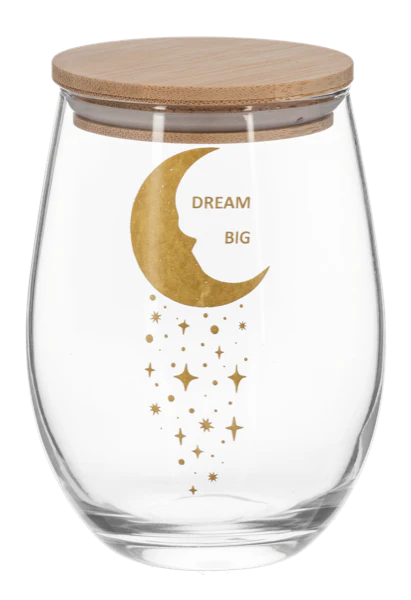 Ganz Celestial Stemless Wine Glasses with Wooden Lid - Image 2