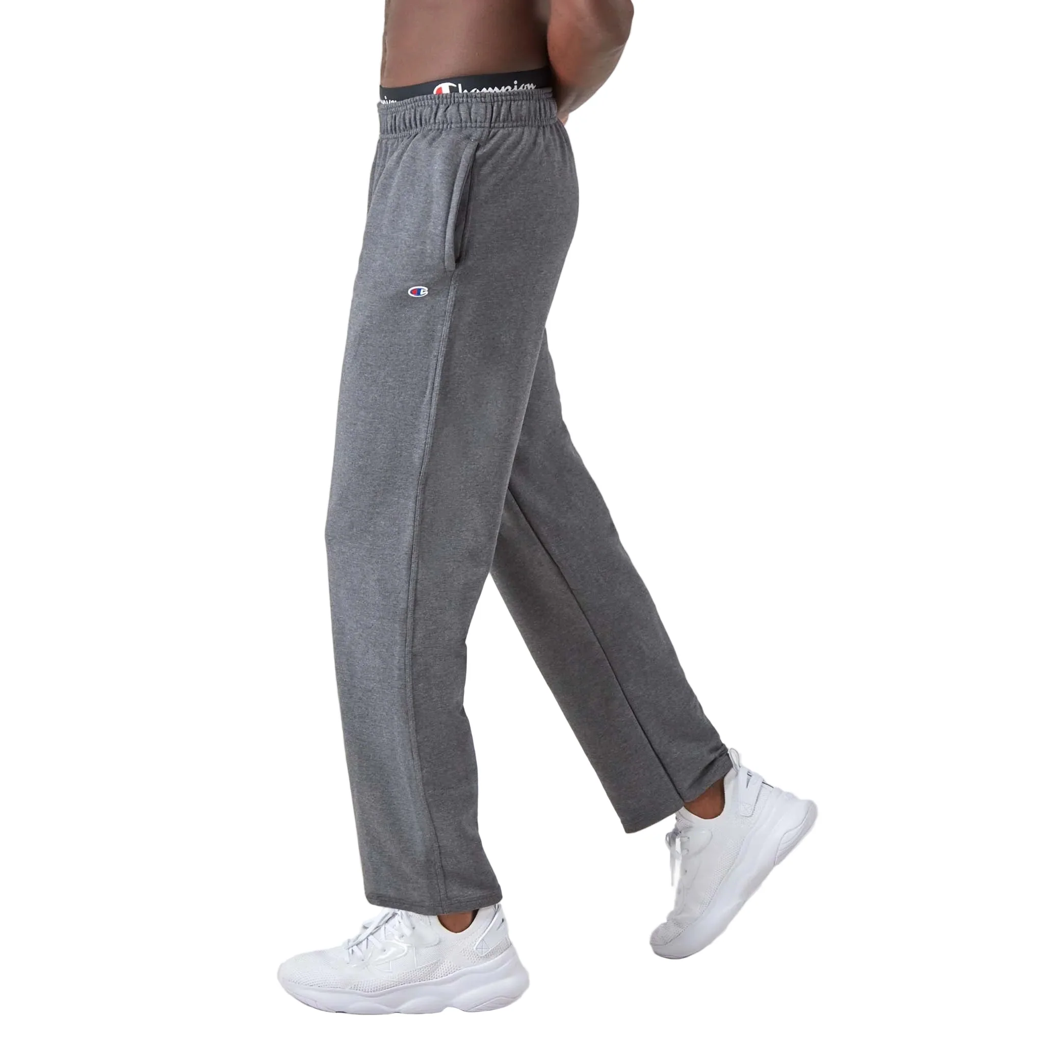 Champion Mens C Logo Open Hem Powerblend Sweatpants - Image 2