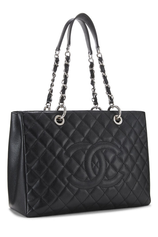 Chanel Black Quilted Caviar Grand Shopping Tote Handbag - Image 2