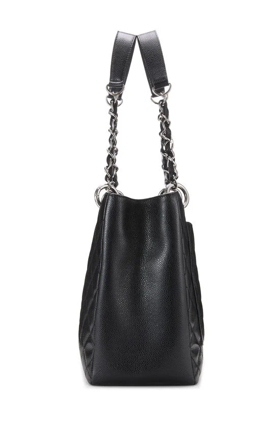 Chanel Black Quilted Caviar Grand Shopping Tote Handbag - Image 3