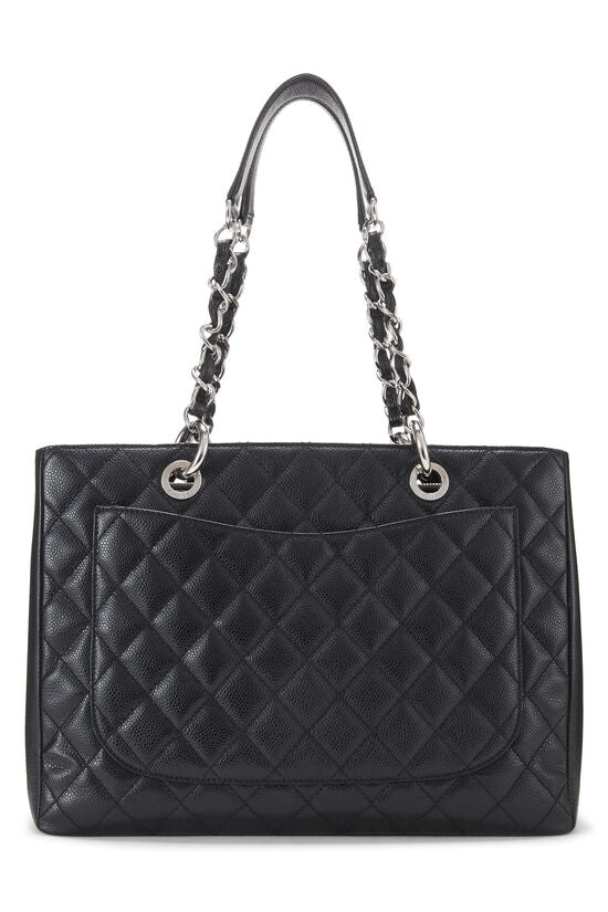 Chanel Black Quilted Caviar Grand Shopping Tote Handbag - Image 4