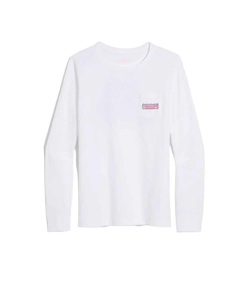 Vineyard Vines Womens String Lights Pups Logo Box Long-Sleeve Pocket T-Shirt - Image 2