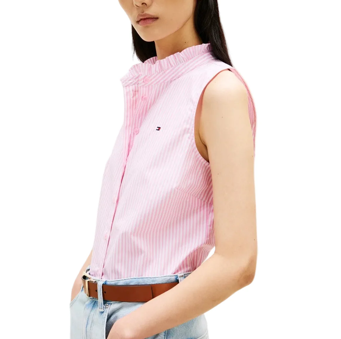 Tommy Hilfiger Womens Classic Frill Sleeveless Shirt - Image 2