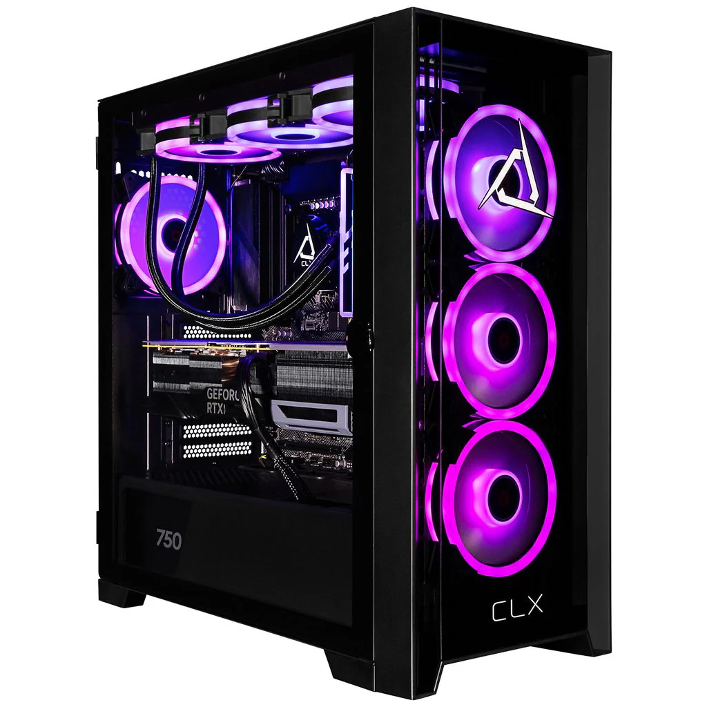 CLX SET Gaming Desktop - Liquid Cooled AMD Ryzen 7 7800X3D 4.2GHz 8-Core Processor, 32GB DDR5 Memory, GeForce RTX 5070 12GB GDDR7 Graphics, 2TB NVMe M.2 SSD, WiFi, Windows 11 Home 64-bit