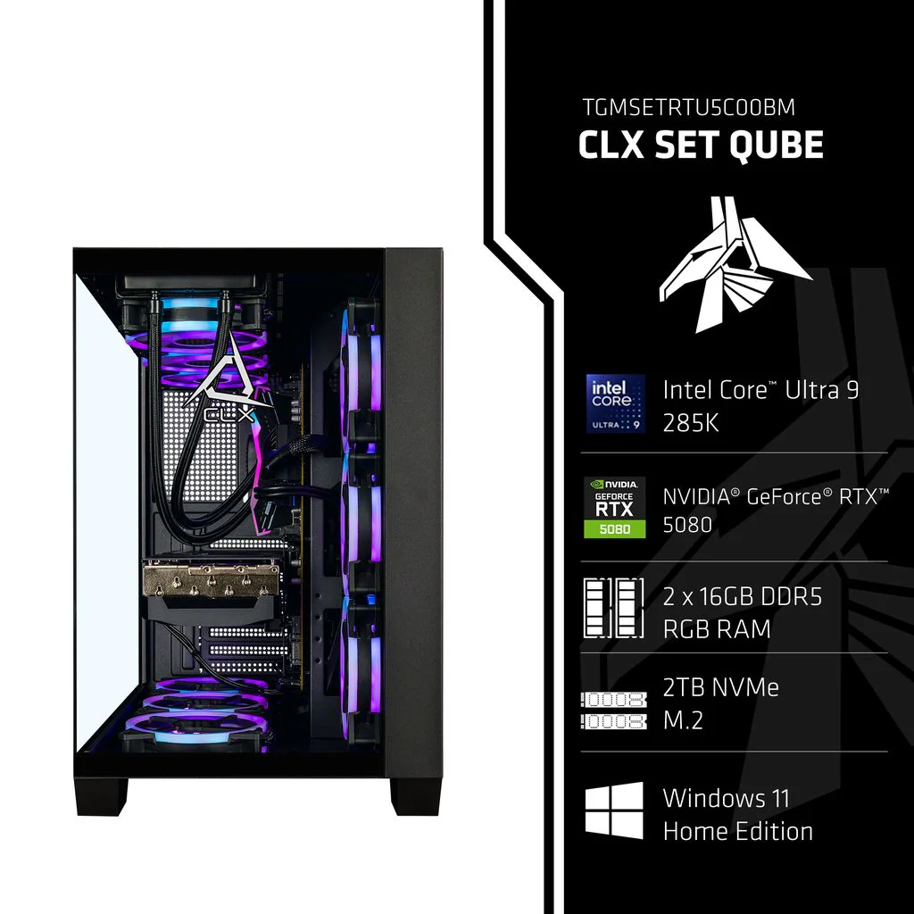 CLX SET Gaming Desktop - Intel Core Ultra 9 285K 3.7GHz 24-Core Processor, 32GB DDR5 Memory, GeForce RTX 5080 16GB GDDR7 Graphics, 2TB NVMe M.2 SSD, WiFi, Windows 11 Home - Image 3