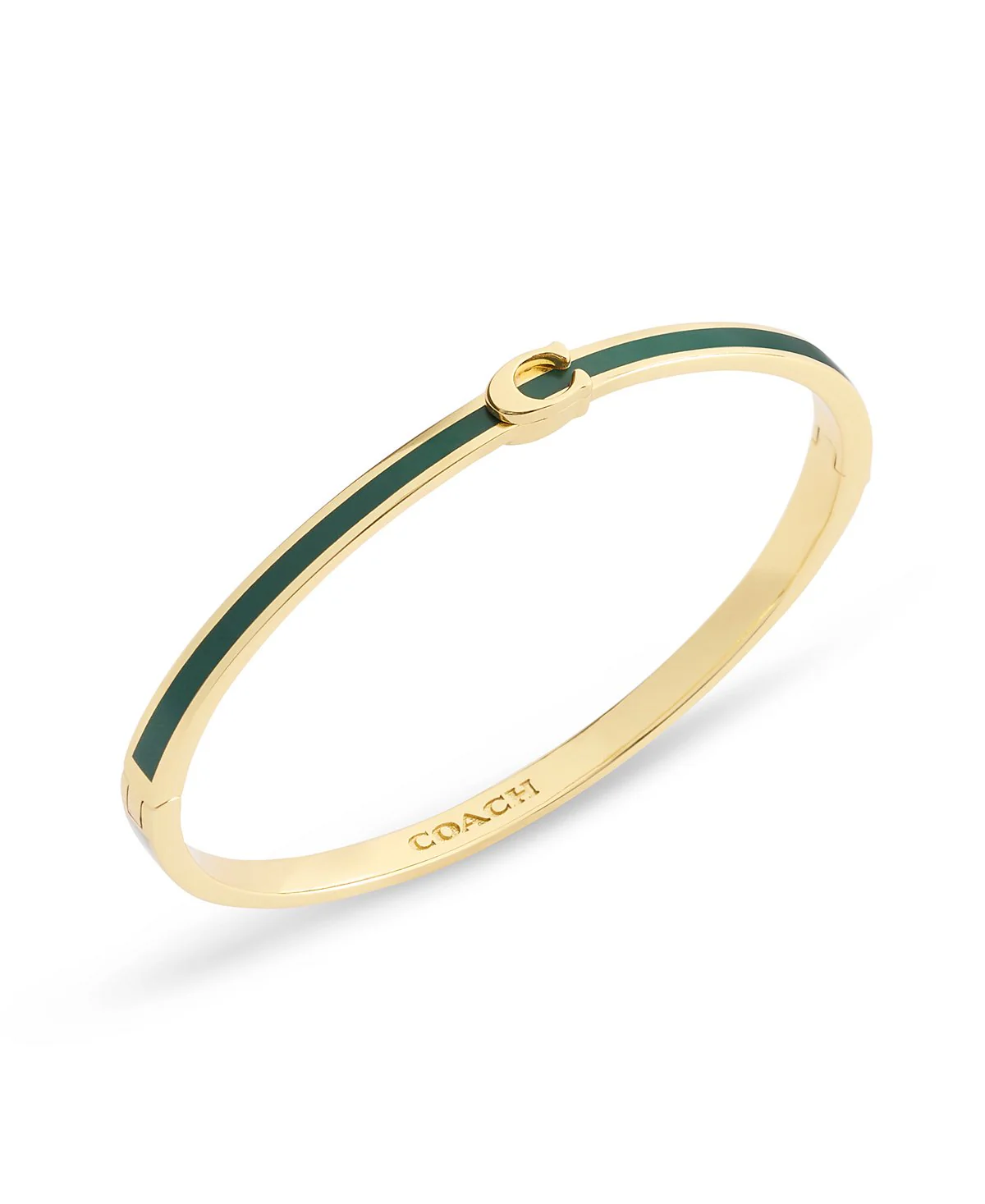 Coach Gold-Plated Green Enamel Hinged Bracelet - Image 2