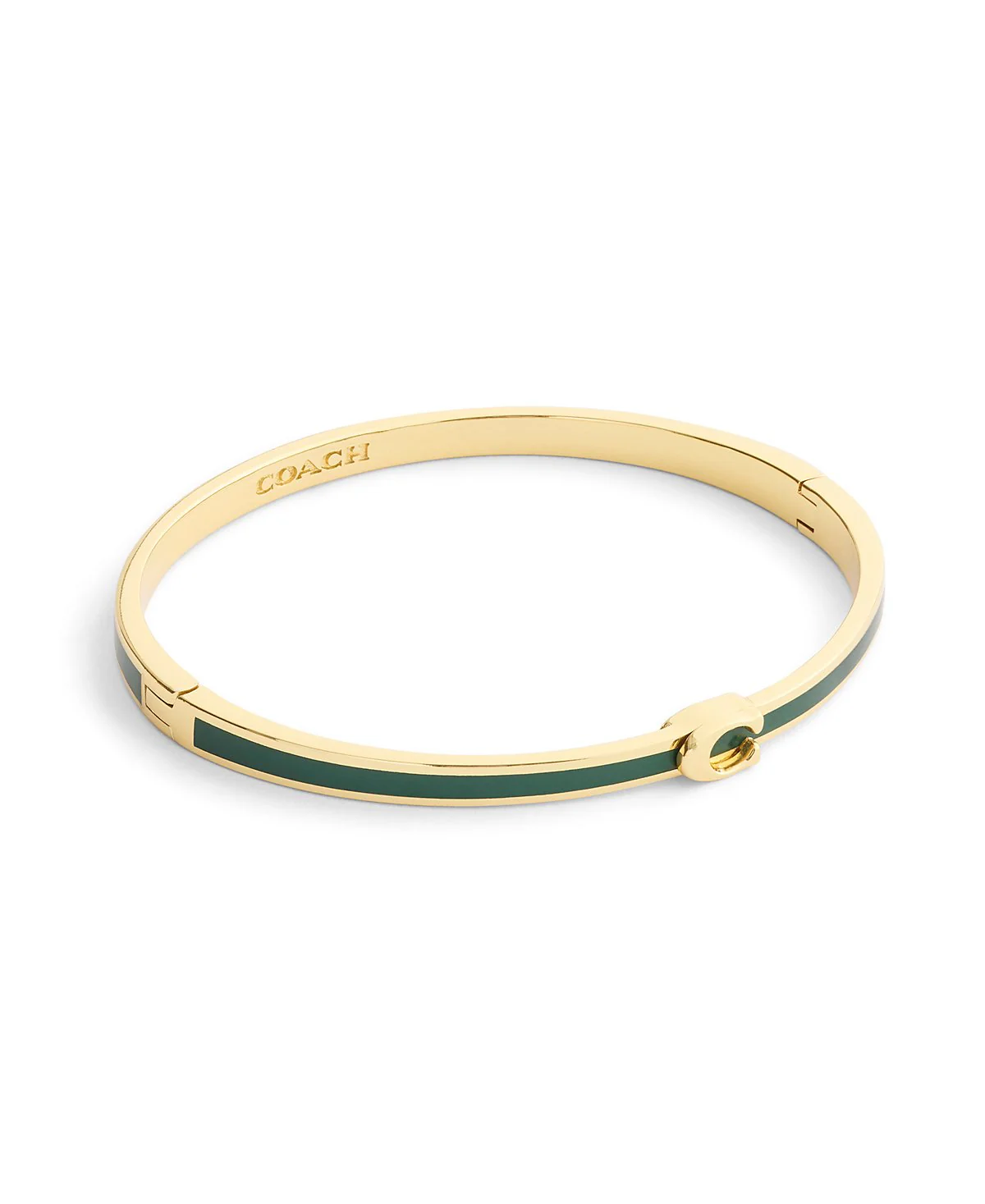 Coach Gold-Plated Green Enamel Hinged Bracelet - Image 3