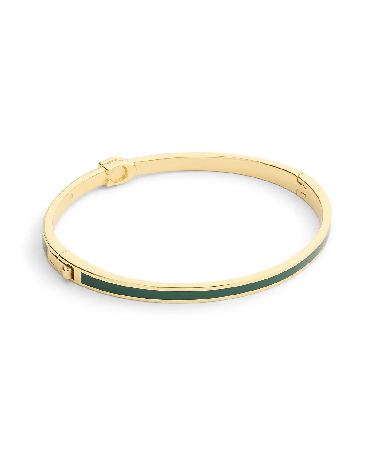 Coach Gold-Plated Green Enamel Hinged Bracelet - Image 4