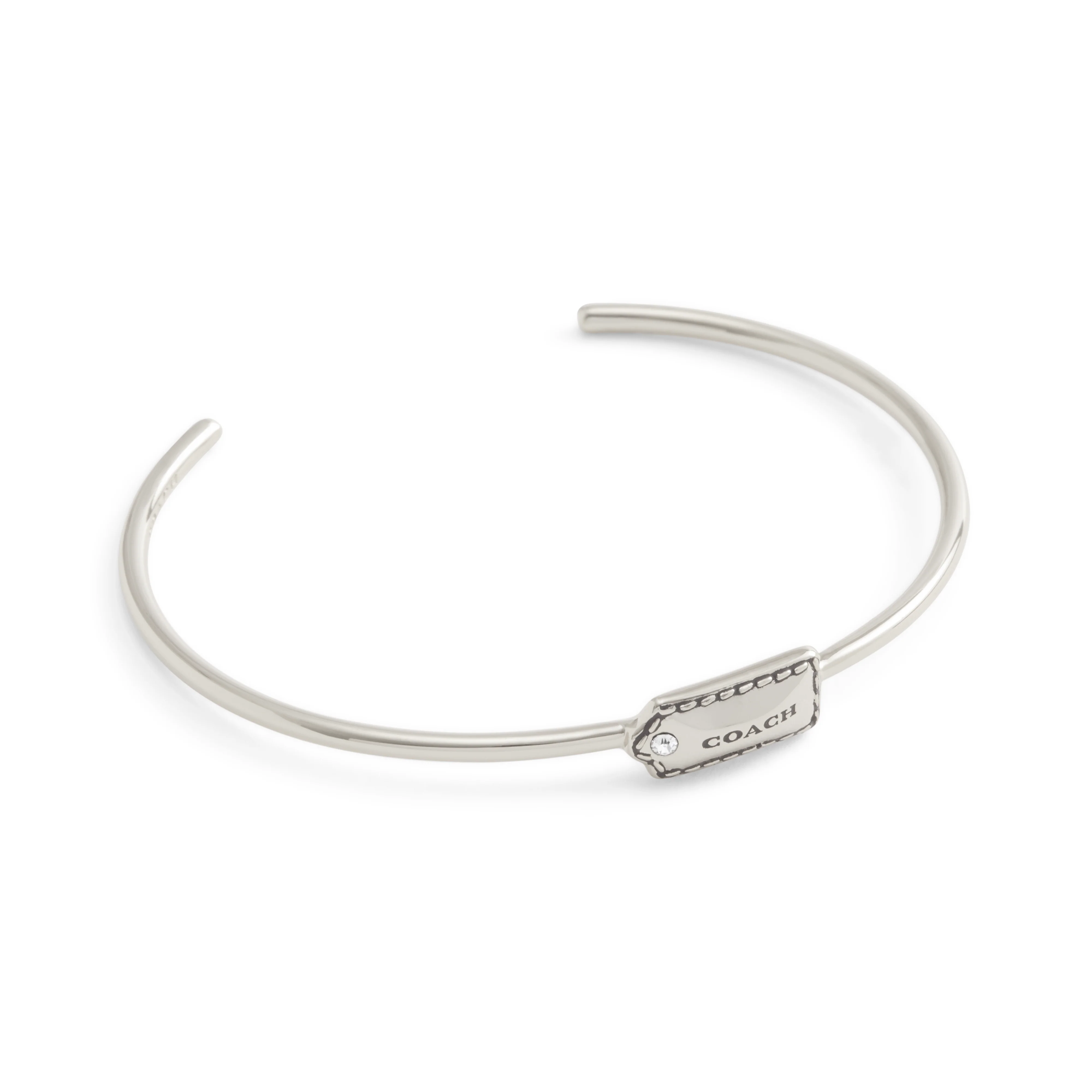 Coach Signature Hangtag Thin Cuff Bracelet - Silver-Tone