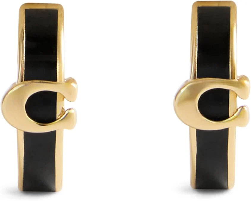 Coach Signature C Enamel Hinged Bangle Huggie Earrings - Image 2