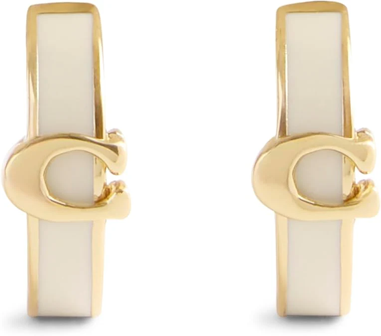 Coach Signature C Enamel Hinged Bangle Huggie Earrings - Image 2