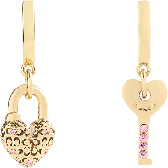 Coach Signature Charming Charms Padlock & Key Huggie Earrings