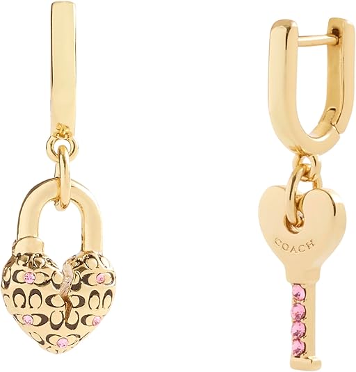 Coach Signature Charming Charms Padlock & Key Huggie Earrings - Image 2
