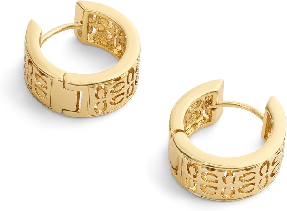 Coach Signature Quilted Cut Out Huggie Hoop Earrings - Image 3