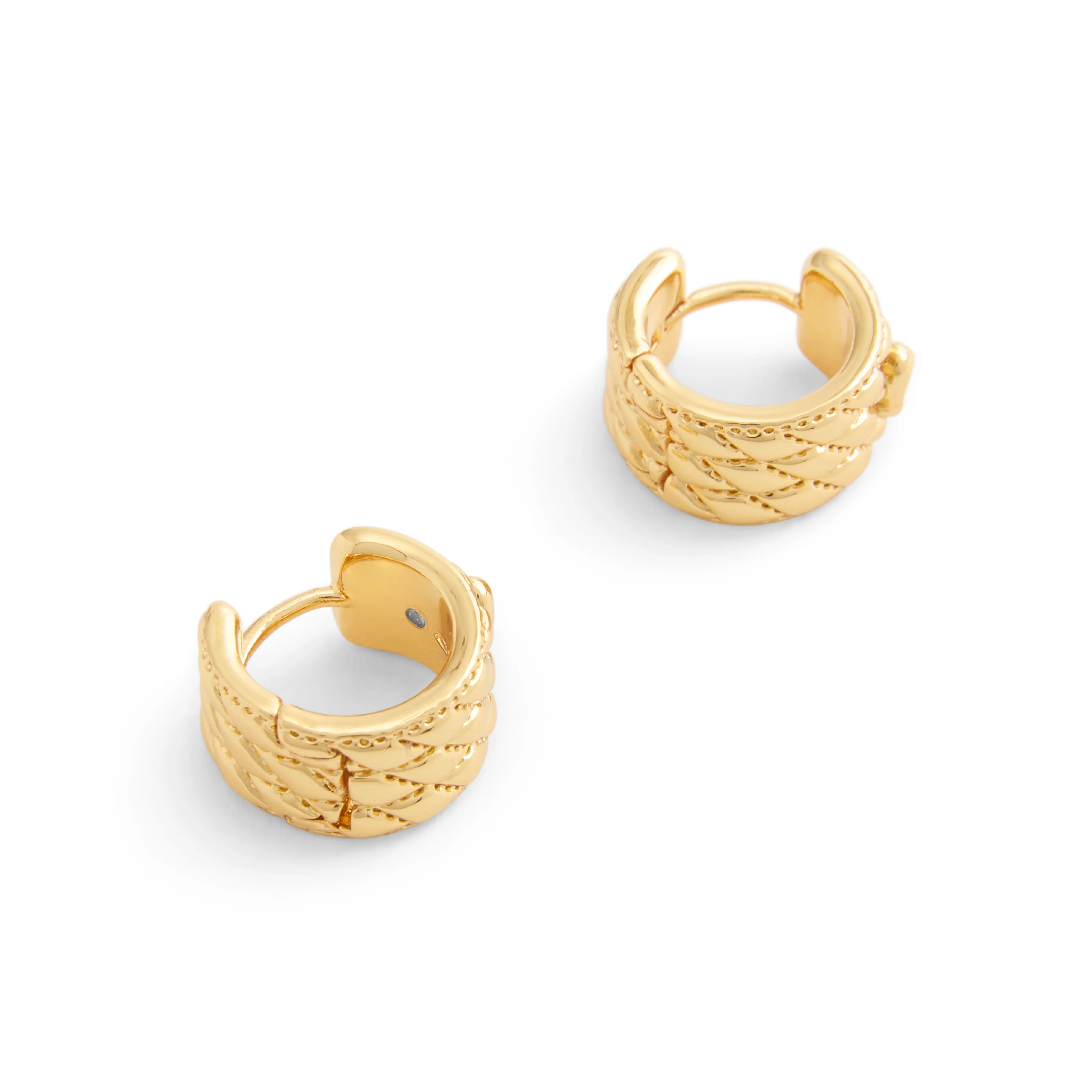 Coach Signature Quilted Heart Huggie Earrings - Gold-Tone - Image 2