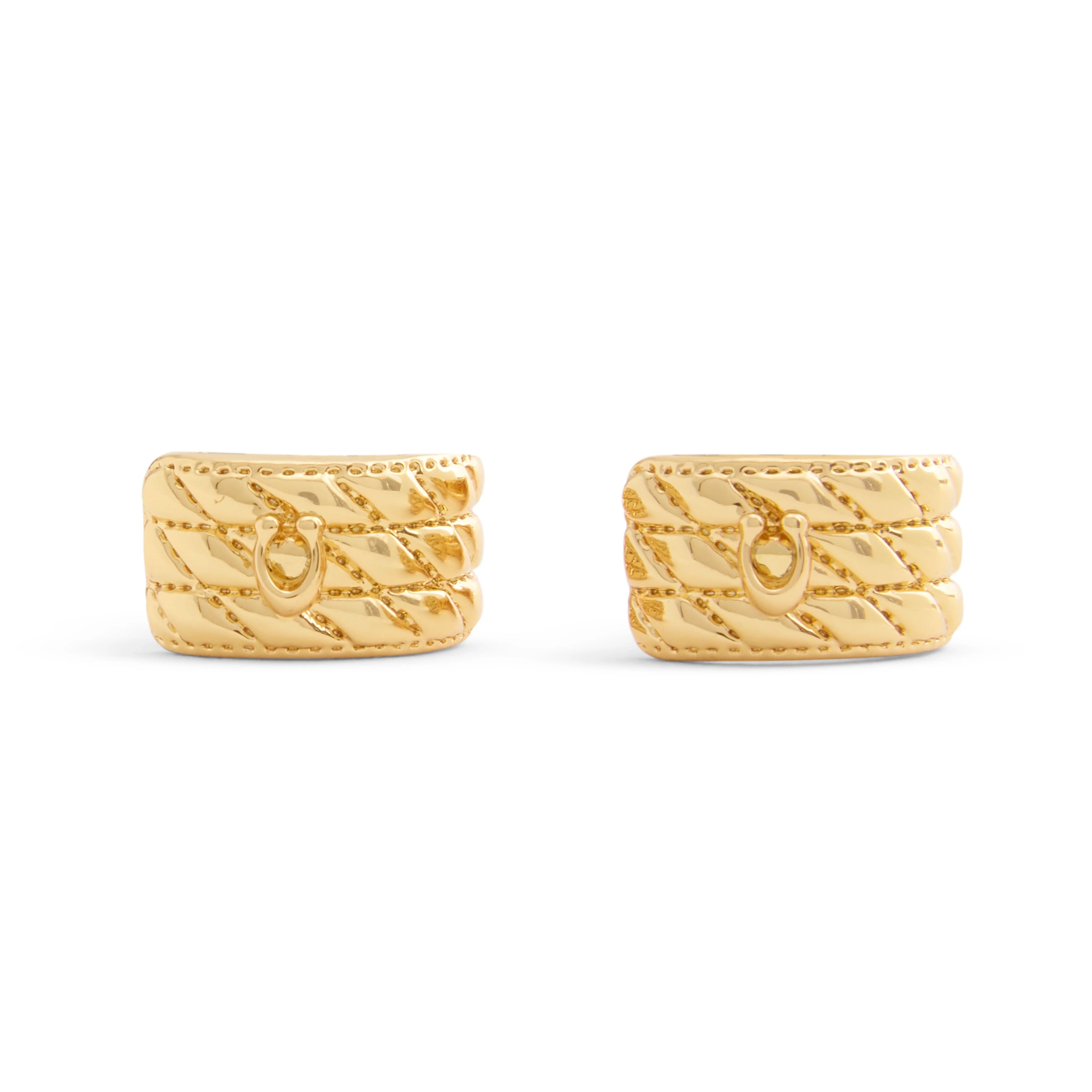 Coach Signature Quilted Heart Huggie Earrings - Gold-Tone - Image 3