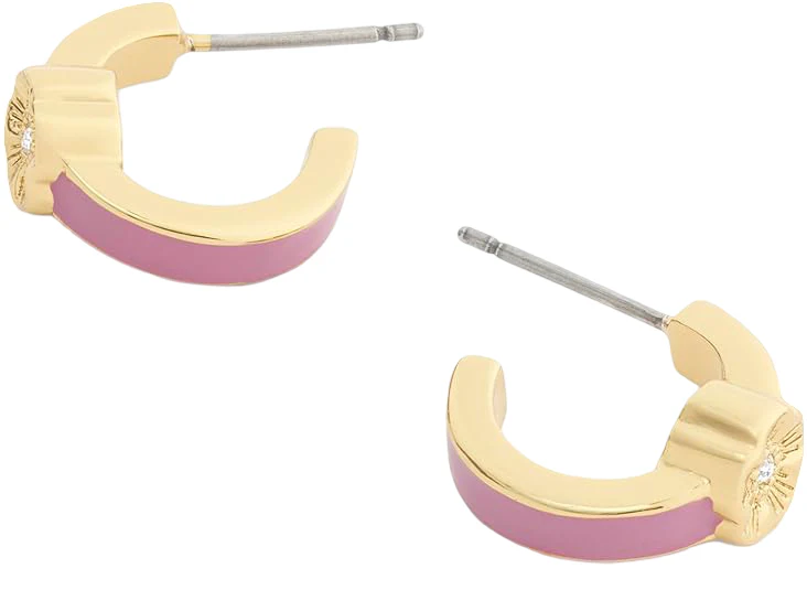 Coach Signature Tea Rose Enamel Huggie Earrings - Image 4