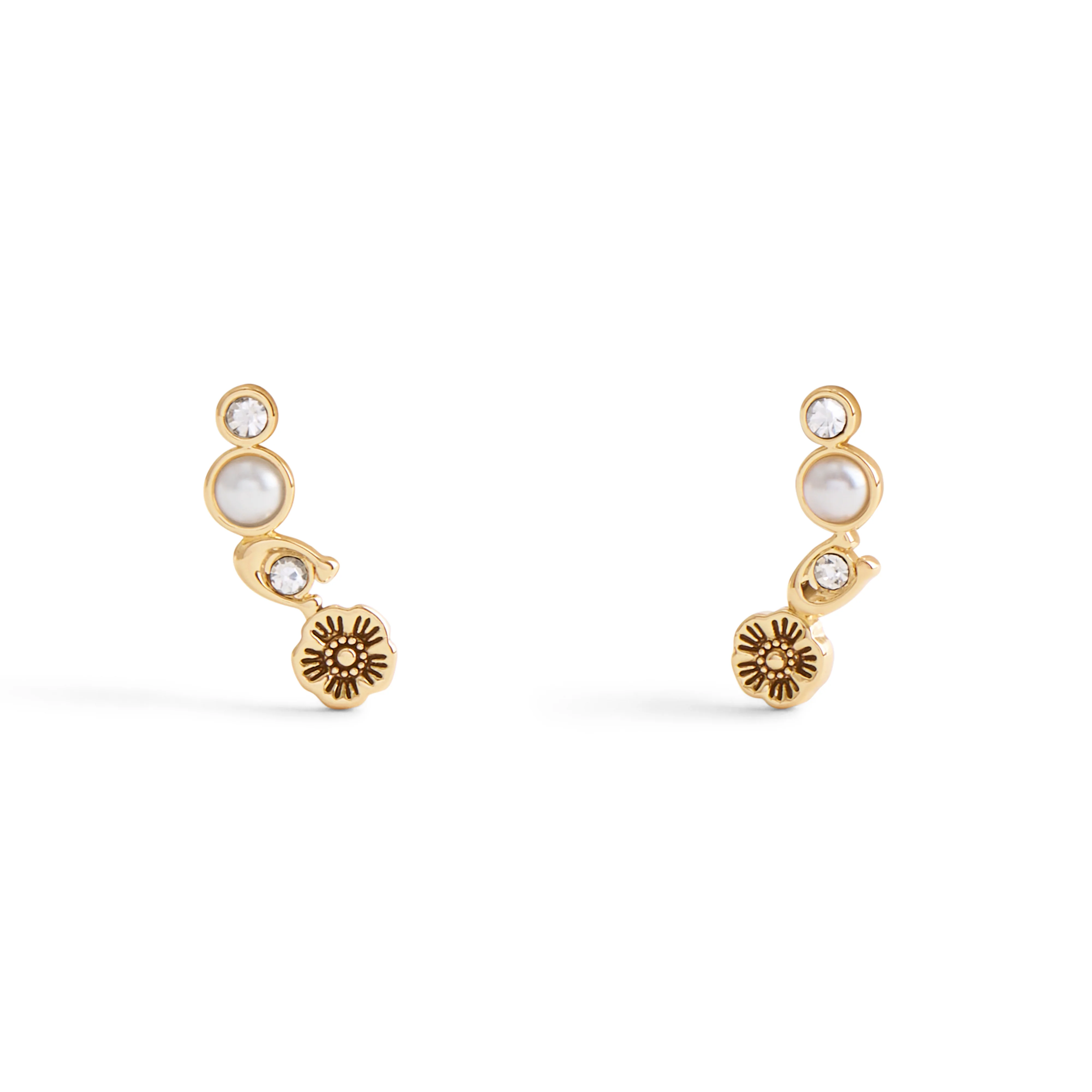 Coach Signature Heritage Pearl Crawler Earrings - Image 2